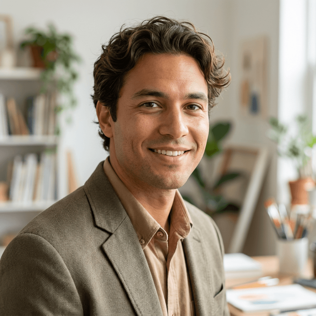 Daniel R., smiling, outdoors