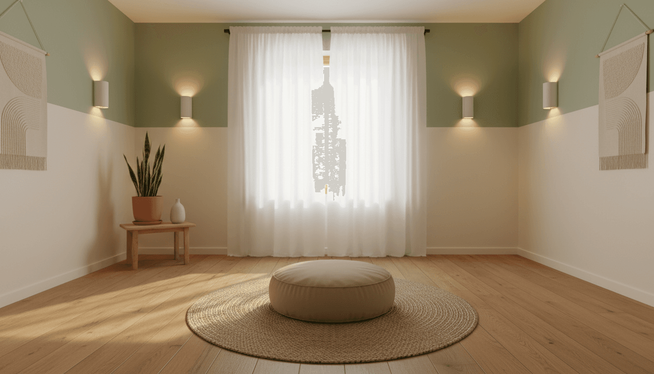 Person meditating in a bright, calm room